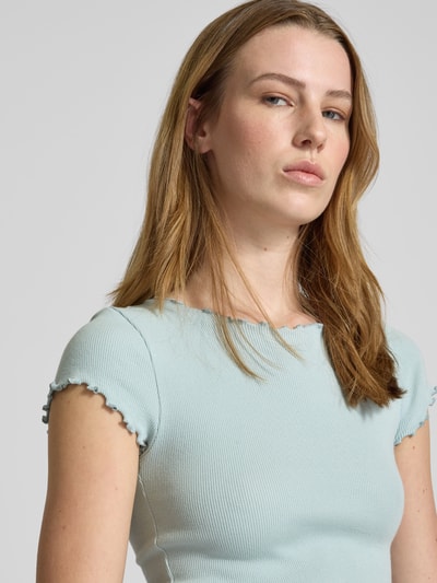 Review T-shirt z falistym dołem Błękitny 3