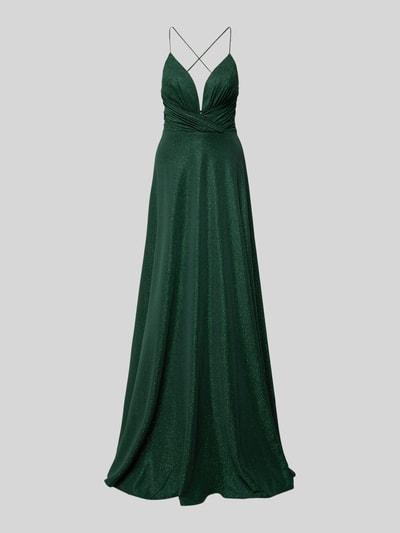 Luxuar Sukienka wieczorowa o kroju regular fit z efektem błyszczącym Ciemnozielony 2