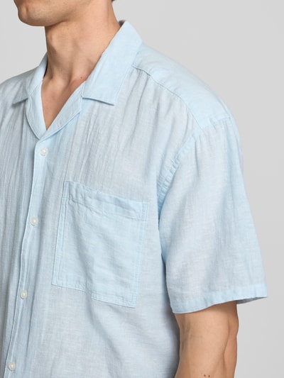 Only & Sons Relaxed Fit Freizeithemd aus Baumwoll-Leinen-Mix Modell 'CAIDEN' Hellblau 3