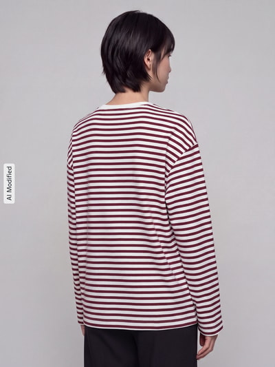 PIECES Regular Fit Langarmshirt aus Baumwoll-Mix Modell 'ADIE' Weiss 5