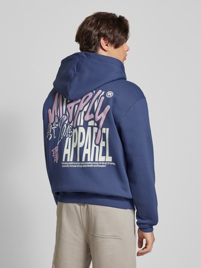 Multiply Apparel Oversized sweatjack met labelprint Donkerblauw - 5