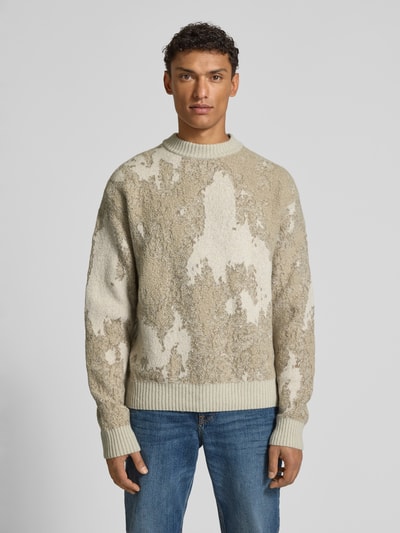 BOSS Orange Sweter z dzianiny o luźnym kroju z dodatkiem wełny model ‘KRADAR’ Piaskowy 4