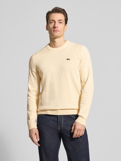 Lacoste Regular Fit Strickpullover aus Baumwoll-Mix Beige Melange 4