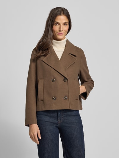 Vero Moda Korte trenchcoat met dubbele knoopsluiting, model 'VINCEMIA' Chocoladebruin gemêleerd - 4