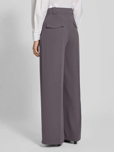 Windsor Spodnie materiałowe z szeroką nogawką i zakładkami w pasie Jasnośliwkowy 5