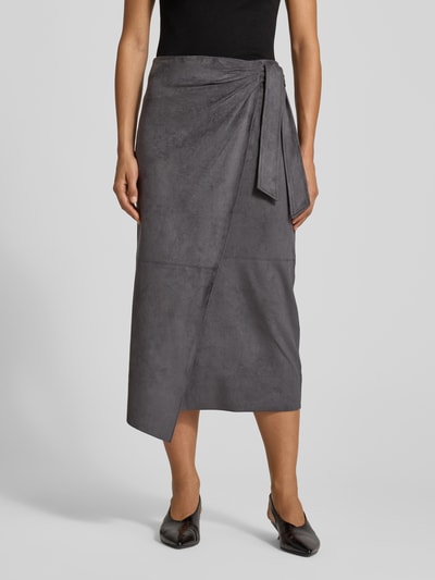 s.Oliver BLACK LABEL Taillierter Rock in Lederoptik mit Knotendetail Anthrazit 4