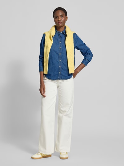 Gant Jeansbluse mit Logo-Stitching und Sportmanschetten Marine Melange 1