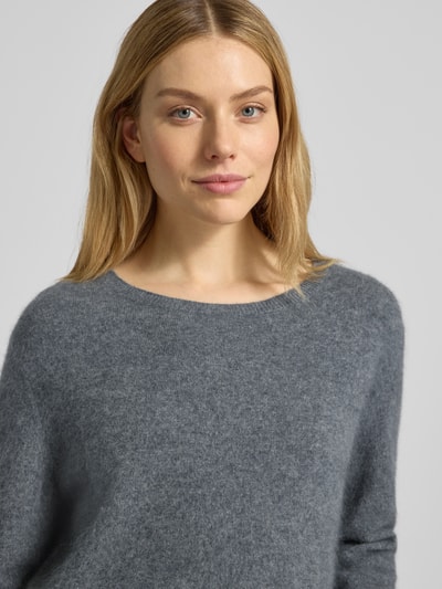comma Strickpullover aus Wolle mit Rundhalsausschnitt Mittelgrau 3