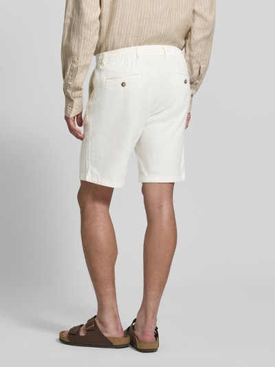 Selected Homme Slim Fit Bermudas aus Baumwoll-Leinen-Mix Modell 'BRODY' Weiss 5
