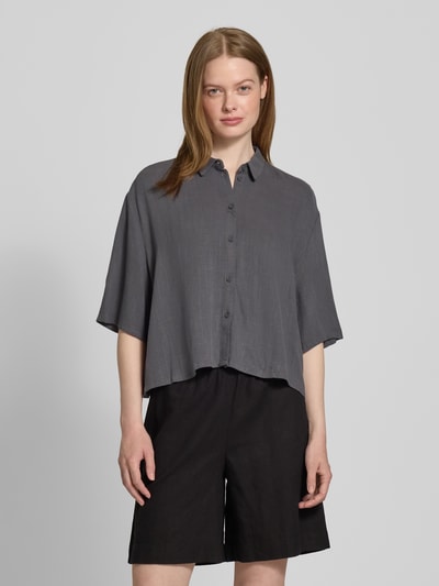 Jake*s Casual Relaxed Fit Hemdbluse aus Viskose-Leinen-Mix Dunkelgrau 4