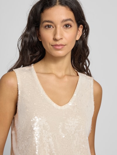 More & More Top met bandjes, V-hals en pailletten Offwhite - 3
