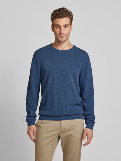 Tommy Hilfiger Strickpullover mit Logo-Stitching Jeansblau 4