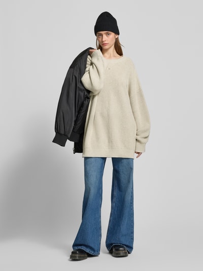 Karo Kauer Oversized Strickpullover mit Label-Detail Sand 1