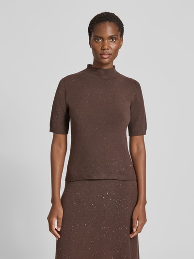 Liu Jo White Gebreid shirt met opstaande kraag Chocoladebruin - 4