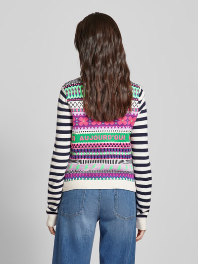 Oui Strickpullover mit Rundhalsausschnitt Lila 5