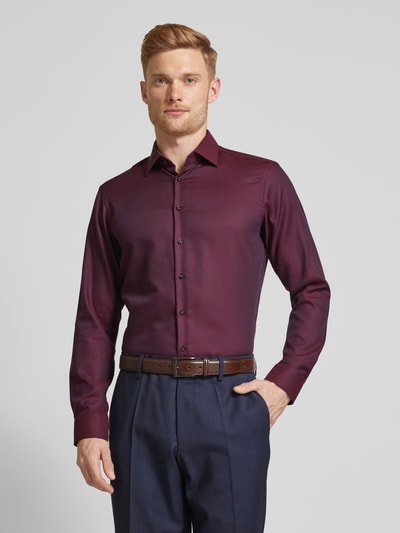 Christian Berg Men Regular Fit Business-Hemd mit Kentkragen Aubergine 4