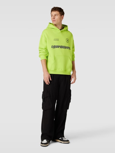 Low Lights Studios Hoodie met labelprint, model 'Racer' Lichtgroen - 1