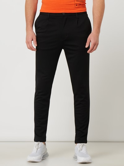 New in Town Slim Fit Bundfaltenhose mit Logo-Applikation Modell 'Dave' Black 4