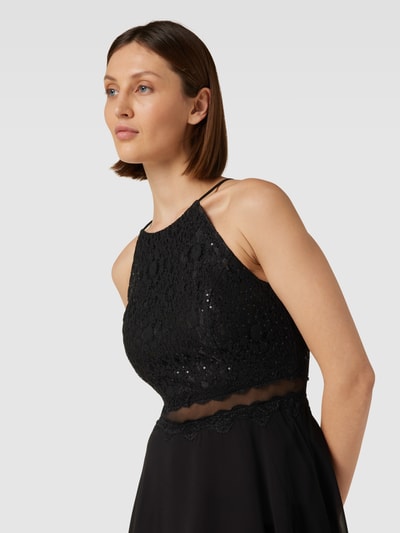 Jake*s Cocktail Knielanges Cocktailkleid mit Spitzenbesatz Black 3