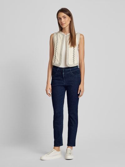 Raphaela By Brax Straight leg jeans met siernaden, model 'Laura' Donkerblauw - 1