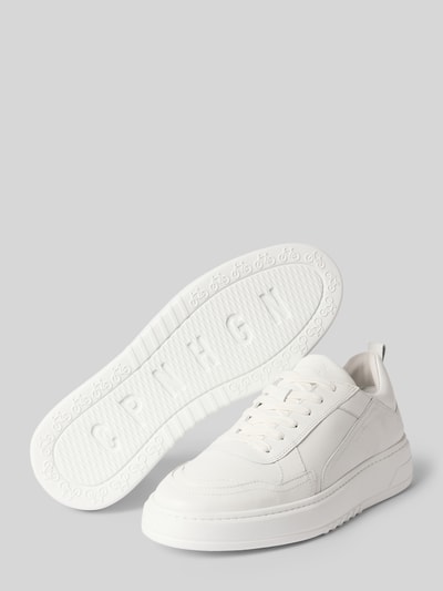 Produktfoto, Sneaker aus echtem Leder mit Logo-Detail von Copenhagen, białe sneakersy skórzane o zaokrąglonym kroju, detal z logo, wiązanie, wysokość obcasa w rozmiarze 44: 5 cm, wysokość cholewki w rozmiarze 44: 7 cm, szerokość w rozmiarze 44: 9 cm, gładka faktura, minimalistyczny styl