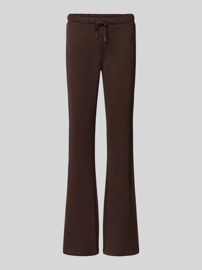 Produktfoto, Flared Sweatpants aus reiner Baumwolle von REVIEW, braun, elastischer Bund, seitliche Taschen, glatte Struktur