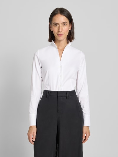ETERNA Regular Fit Hemdbluse mit Stehkragen und V-Ausschnitt Weiss 4