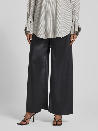 ZABAIONE Wide fit stoffen broek met elastische band Zwart - 4