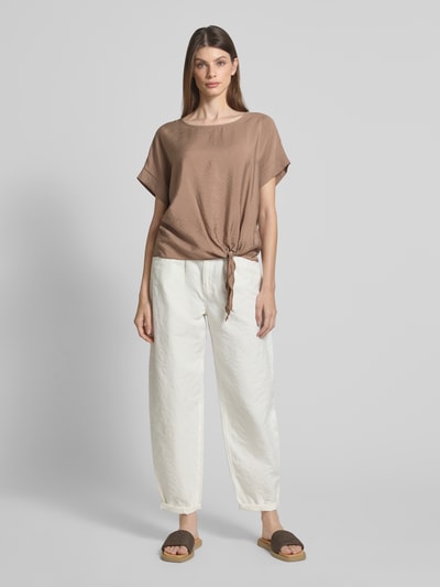 Christian Berg Woman Blouseshirt met ronde hals Middenbruin - 1