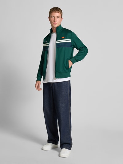 Ellesse Sweatjack met labelpatch, model 'VICENZA TRACK' Donkergroen - 1