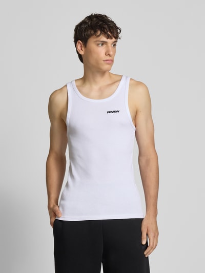 REVIEW Tanktop in riblook met labelstitching Wit - 4