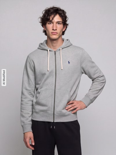 Polo Ralph Lauren Sweatjacke mit Logo-Stickerei Hellgrau Melange 4