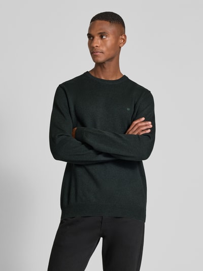 Christian Berg Men Gebreide pullover met ribboorden Donkergroen gemêleerd - 4