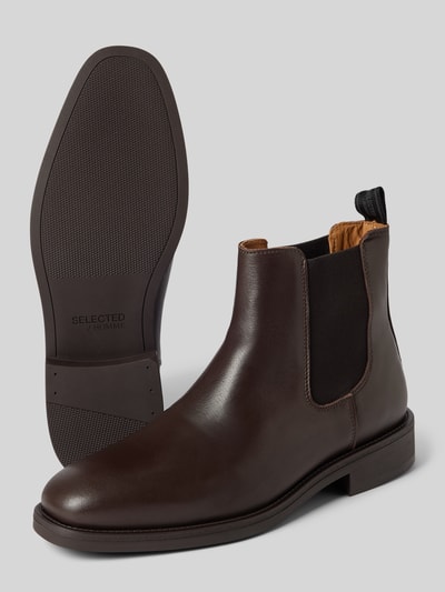 SELECTED HOMME Chelsea boots met elastische inzetten, model 'JOSEPH' Middenbruin - 4