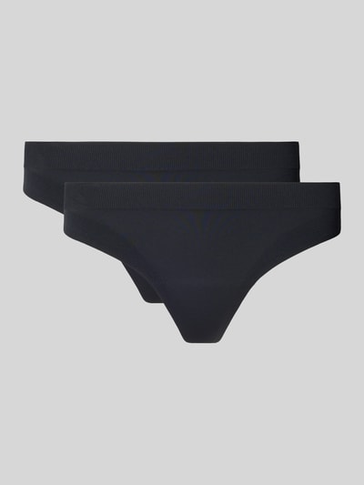 Produktfoto, String mit Logo im 2er-Pack von PUMA in Schwarz, Material-Mix mit Stretch-Anteil, Elastischer Logo-Bund, Körpernahe Passform.
