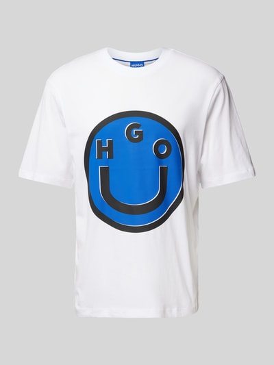 Hugo Blue T-Shirt mit Label-Print Modell 'Nimper' Weiss 2