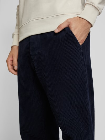 Casual Friday Regular fit corduroy broek met riemlussen, model 'Pepe' Marineblauw - 3