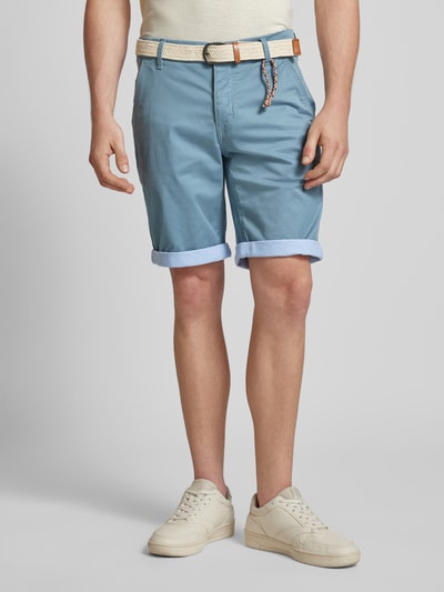 Redefined Rebel Regular Fit Shorts mit Gürtel in Flecht-Optik Modell 'MAGNUS' Rauchblau 4