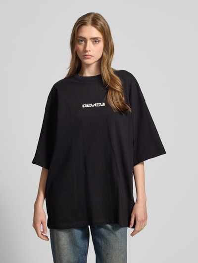 Review Oversized T-Shirt mit Label-Print Black 4