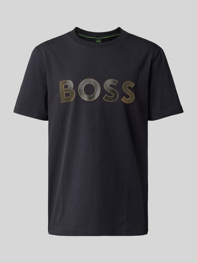 BOSS Green T-Shirt mit Label-Print Dunkelblau 2