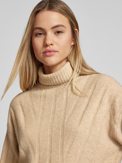 Only Loose Fit Strickpullover mit breitem Umschlag Modell 'JEANETT' Sand 3