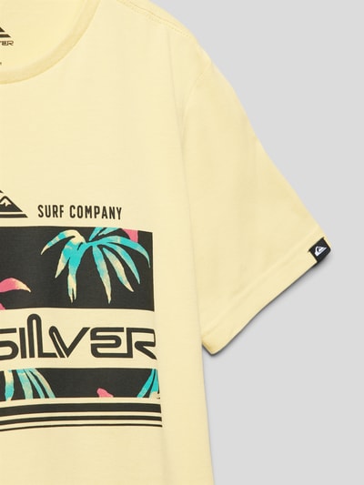 Quiksilver T-shirt met label- en motiefprint, model 'TROPICAL RAINBOW' Lichtgeel - 2