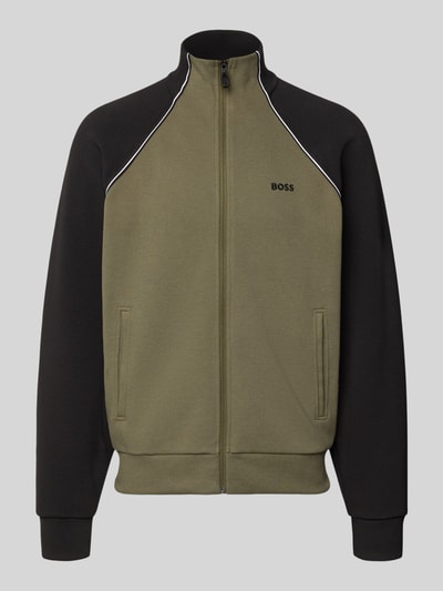 BOSS Green Regular fit sweatjack van katoenmix Donkergroen - 2
