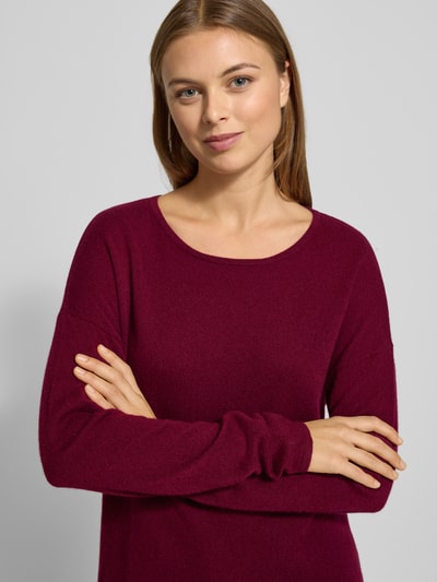 Fynch-Hatton Sweter z dzianiny z czystego kaszmiru z okrągłym dekoltem Bordowy 3