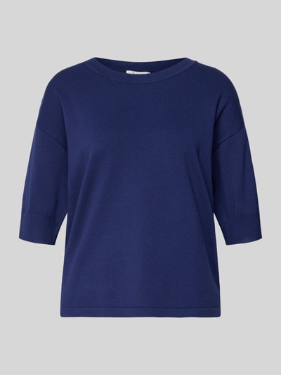 Produktfoto, Regular Fit T-Shirt aus Viskose-Mix Modell 'Morla' von B.Young, dunkelblau, Rundhalsausschnitt, 7/8-Arm, glatte Textur