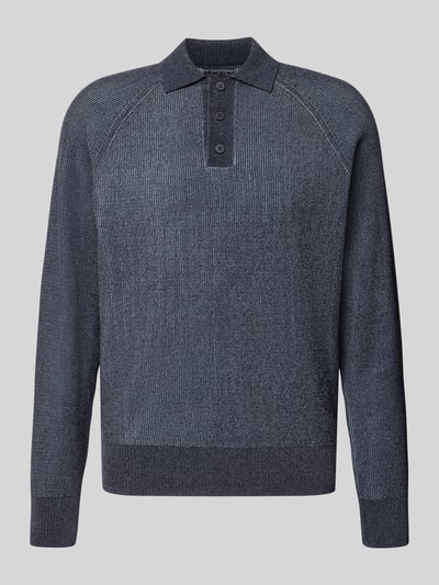 Produktfoto, Regular Fit Pullover mit Polokragen von Jake*s Studio Men in dunkelblau mit feiner Struktur, klassisch geschnitten.