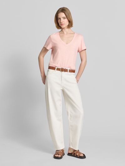 Tommy Hilfiger Regular Fit T-Shirt aus Baumwoll-Leinen-Mix Rosa 1