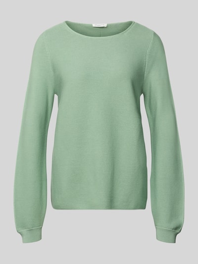 Produktfoto, Regular Fit Pullover mit Strukturmuster von Christian Berg Woman in mintgrün, reine Baumwolle, Rundhalsausschnitt, elastische Ärmelabschlüsse.