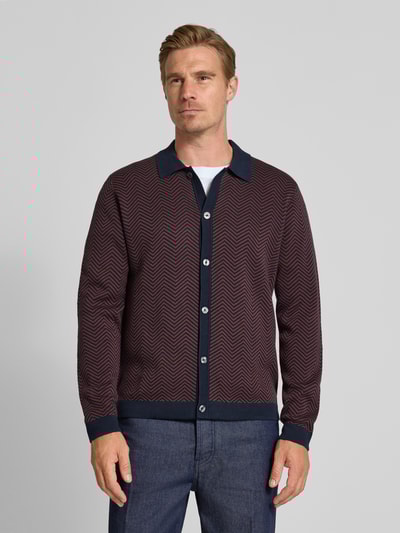 Christian Berg Men Regular fit gebreid jack met platte kraag Metallic rood - 4