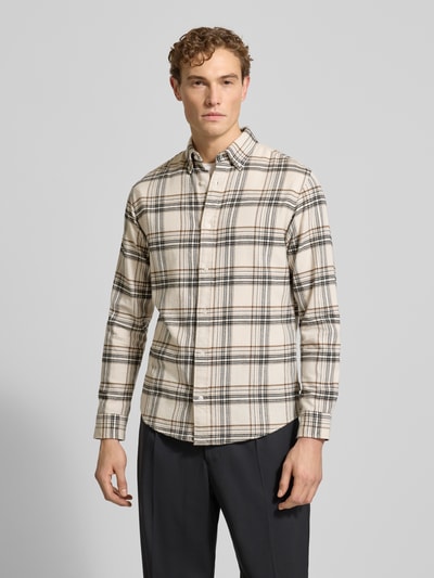 Jack & Jones Premium Vrijetijdsoverhemd met knoopsluiting, model 'LUBARKLEY' Beige - 4